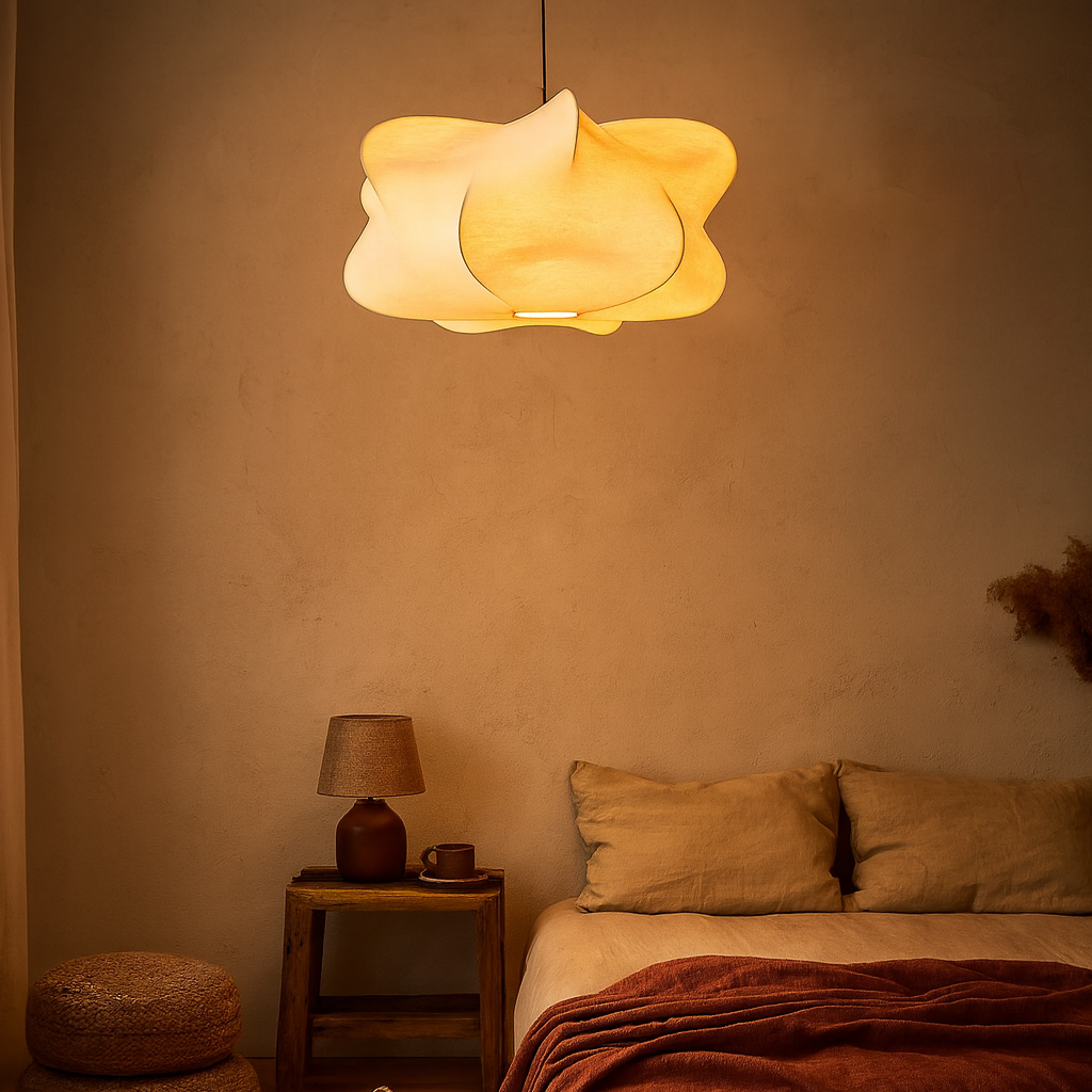 Pendant Light Silk Shade Modern Minimalist Design | Navora