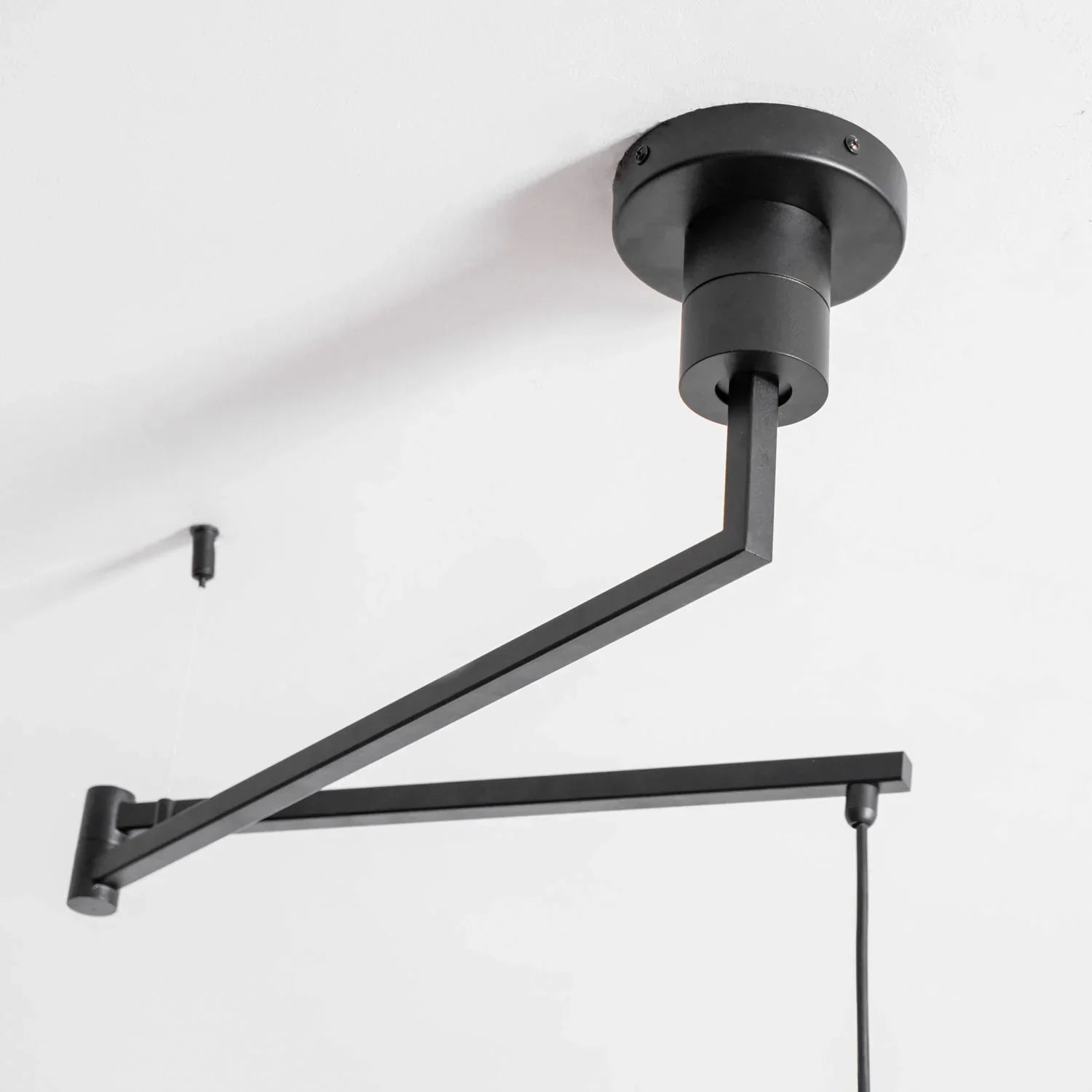 Pendant Light Swing Arm Wood Metal Industrial Design | Melorae