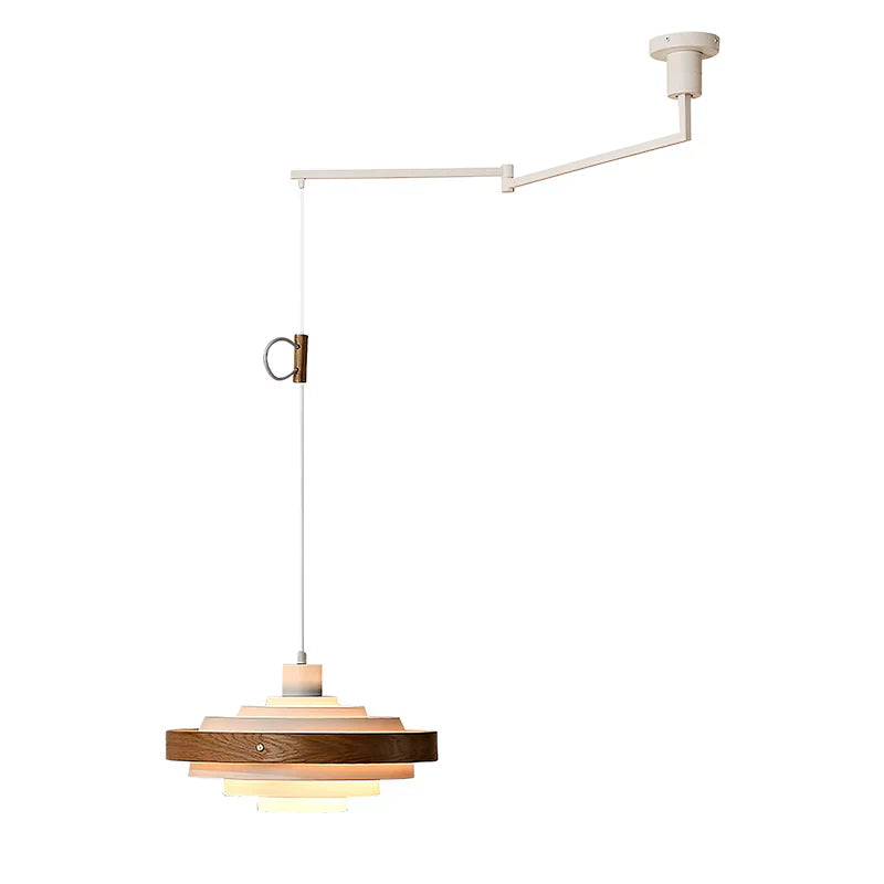 Pendant Light Swing Arm Wood Metal Industrial Design | Melorae