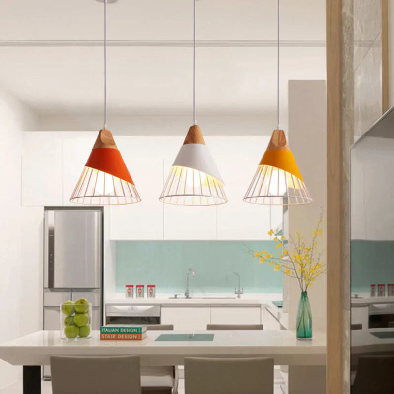 Pendant Light Wood Frame Scandinavian Style | Virelix