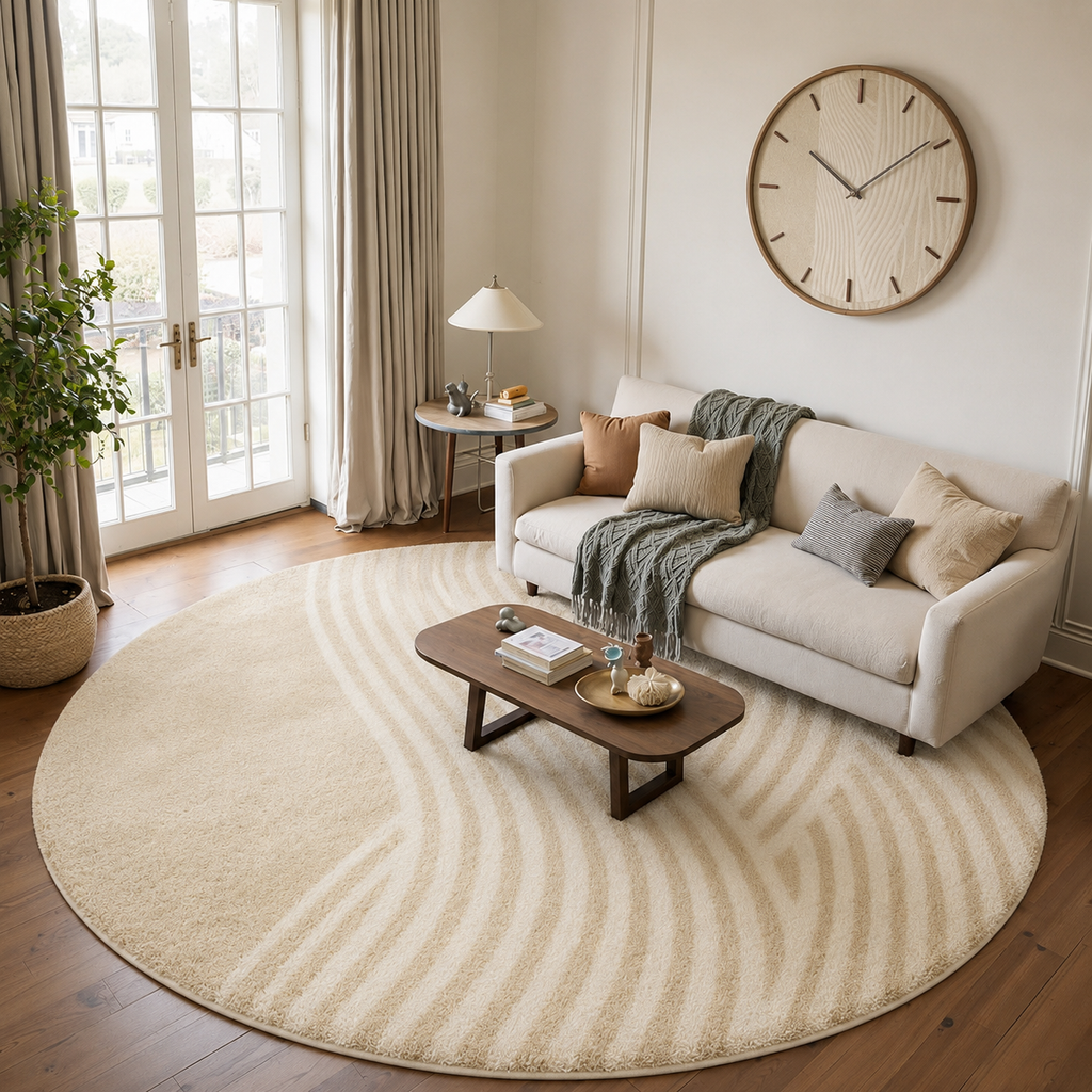 Pet Friendly Lambswool Round Rug Nordic Modern | Travind
