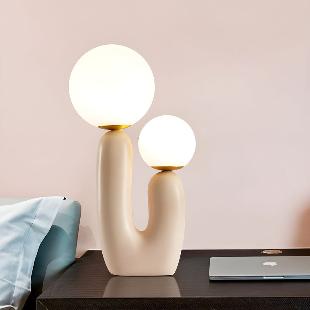 Pink Resin Base Table Lamp with Glass Shade Nordic | Nardes