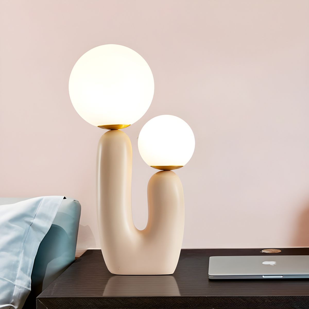 Pink Resin Base Table Lamp with Glass Shade Nordic | Nardes