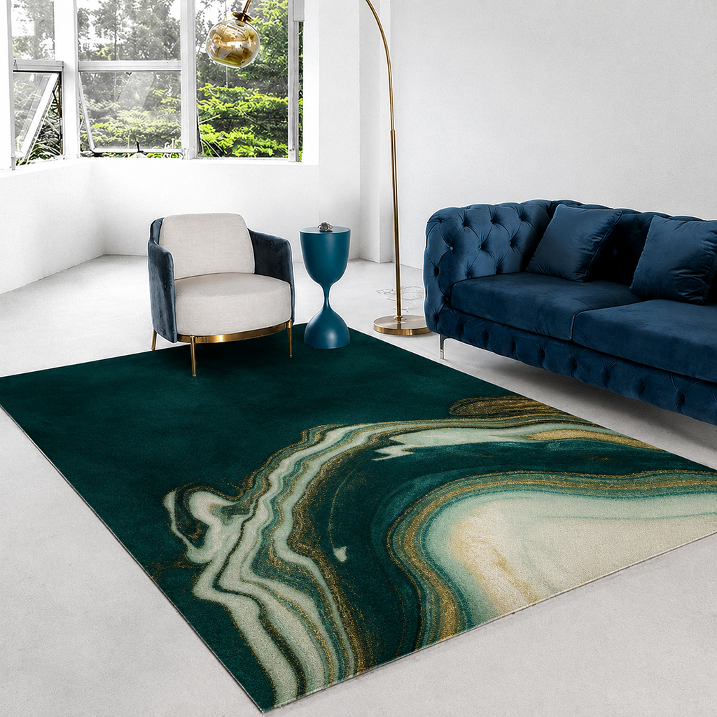 Polyester Abstract Marble Modern Bedroom Area Rug | Calveno