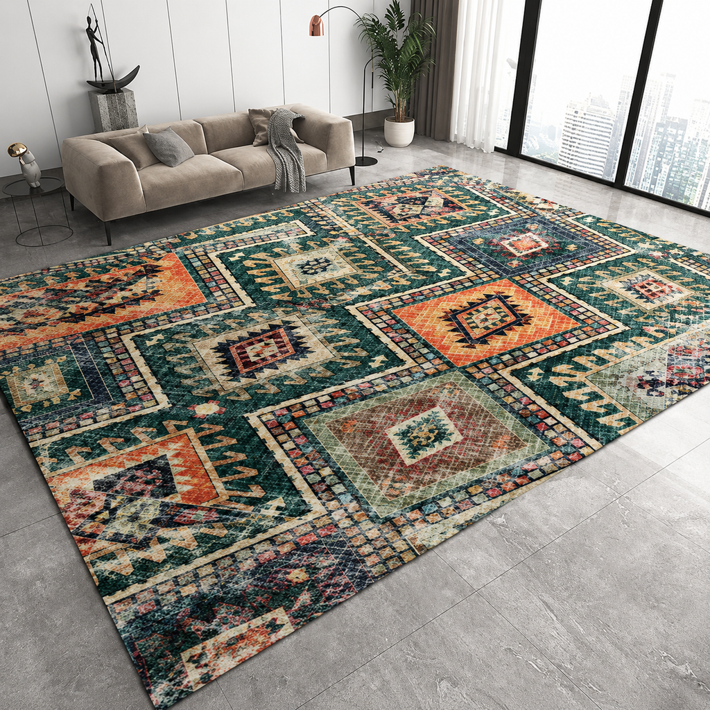 Polyester Tribal Rug Southwestern Machine Washable | Daventro