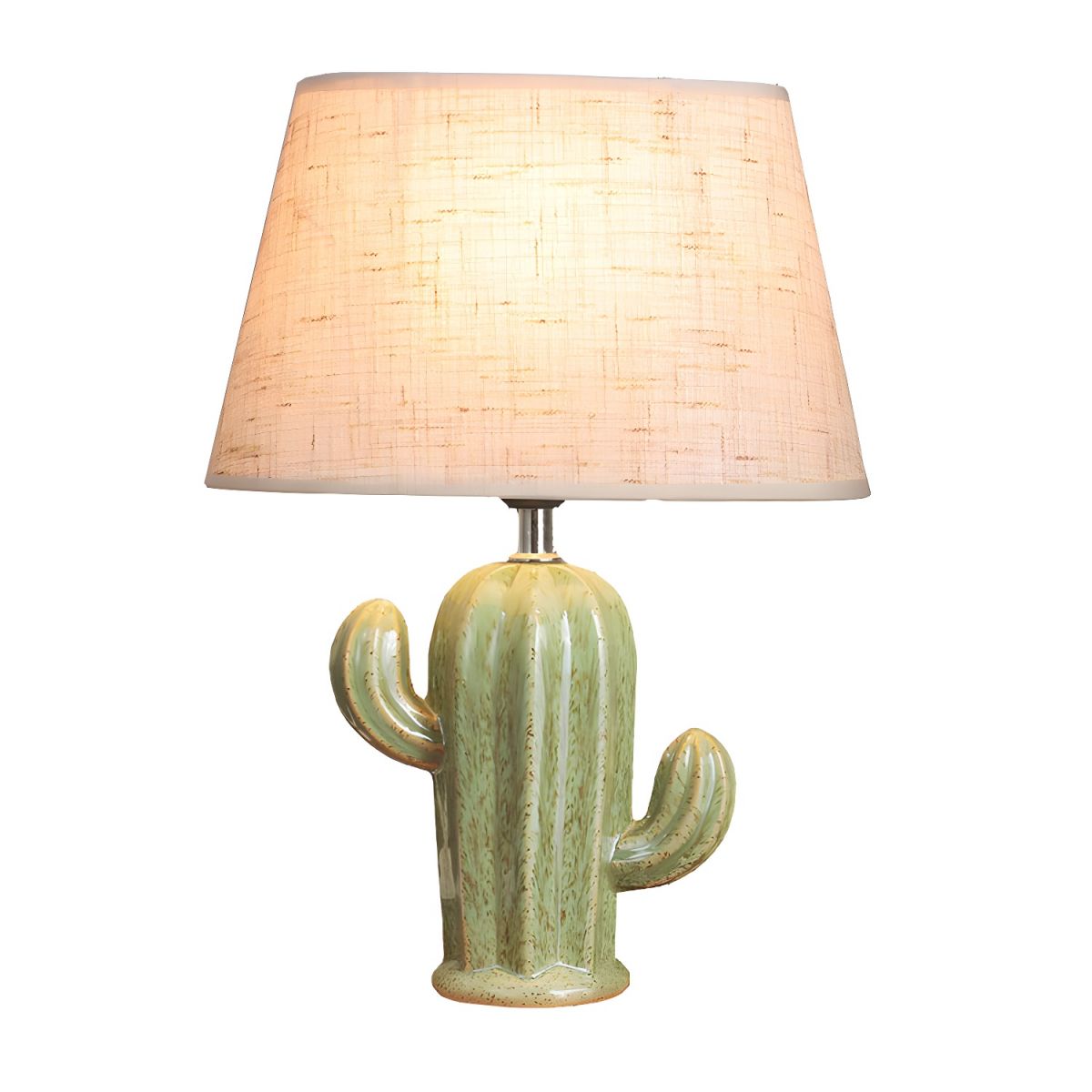 Porcelain Cactus Table Lamp with Fabric Shade Nordic Style | Lomivar