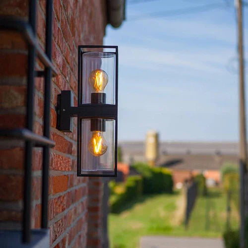 Rectangular Outdoor Metal Glass Wall Light Fixture | Orvico