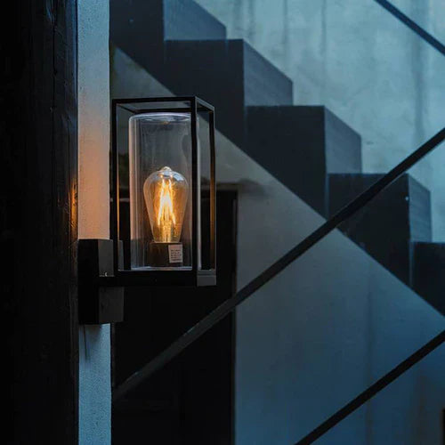 Rectangular Outdoor Metal Glass Wall Light Fixture | Orvico