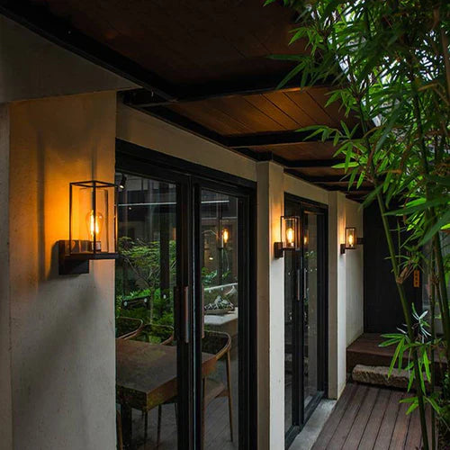 Rectangular Outdoor Metal Glass Wall Light Fixture | Orvico