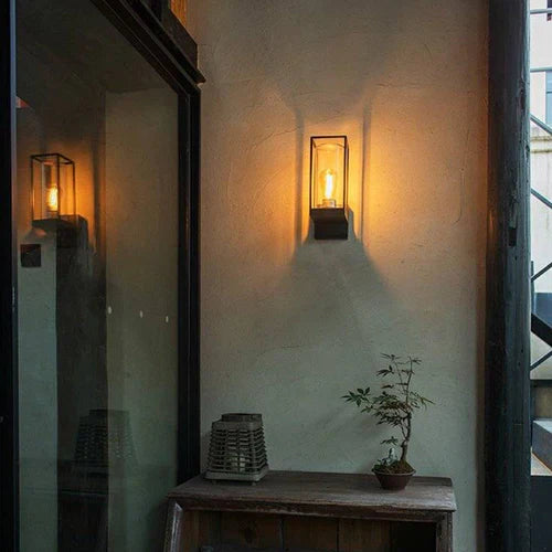 Rectangular Outdoor Metal Glass Wall Light Fixture | Orvico