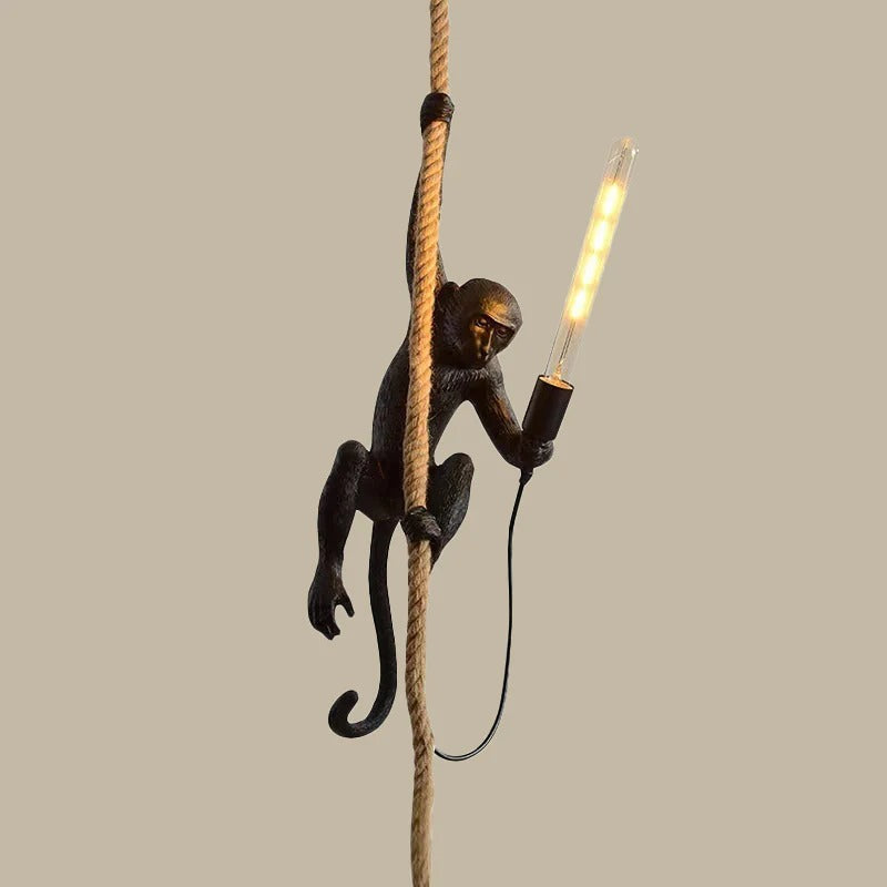 Resin Monkey Pendant Light Art Deco Interior Accent | Luvrano