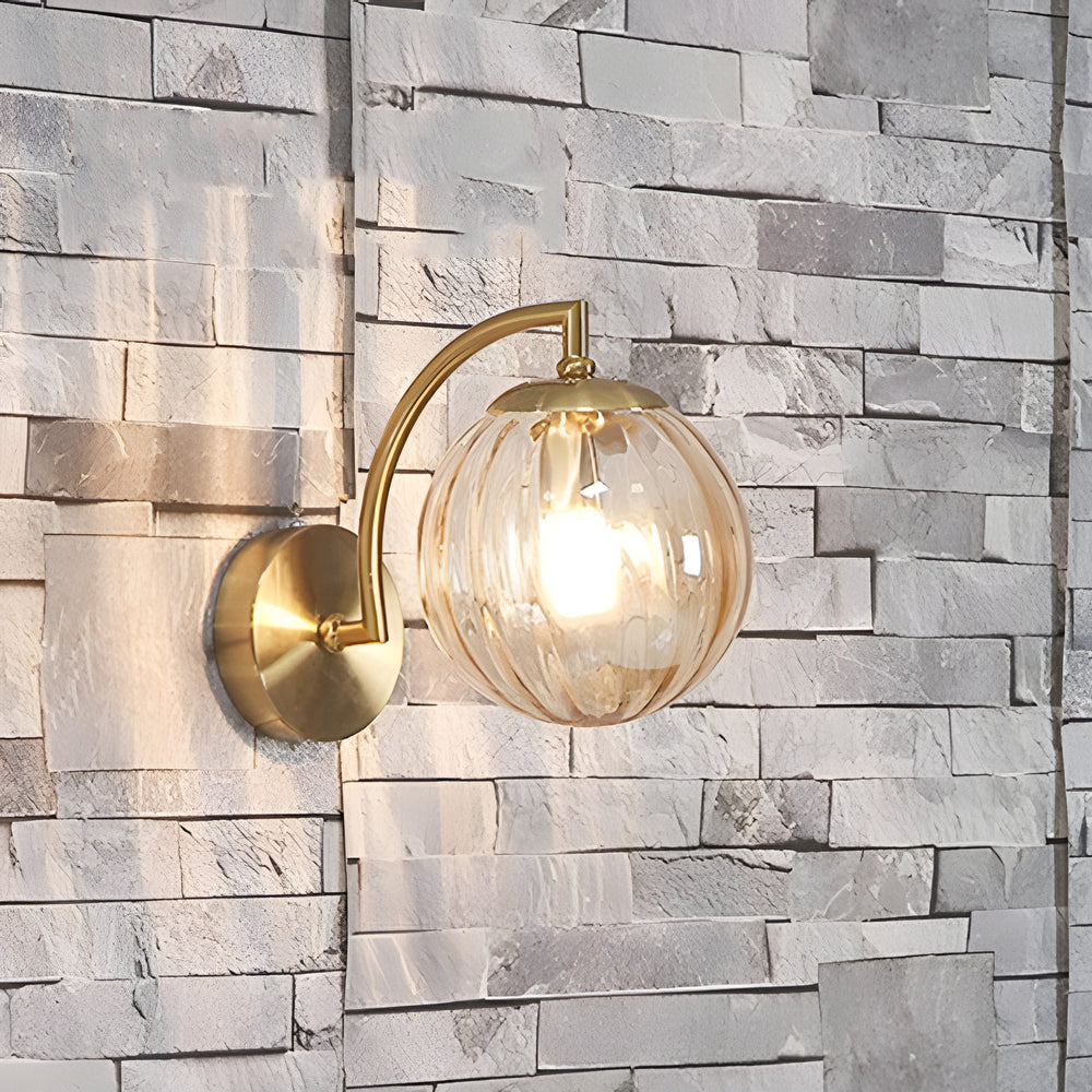 Ribbed Glass Globe Wall Sconce Nordic Style | Globelle