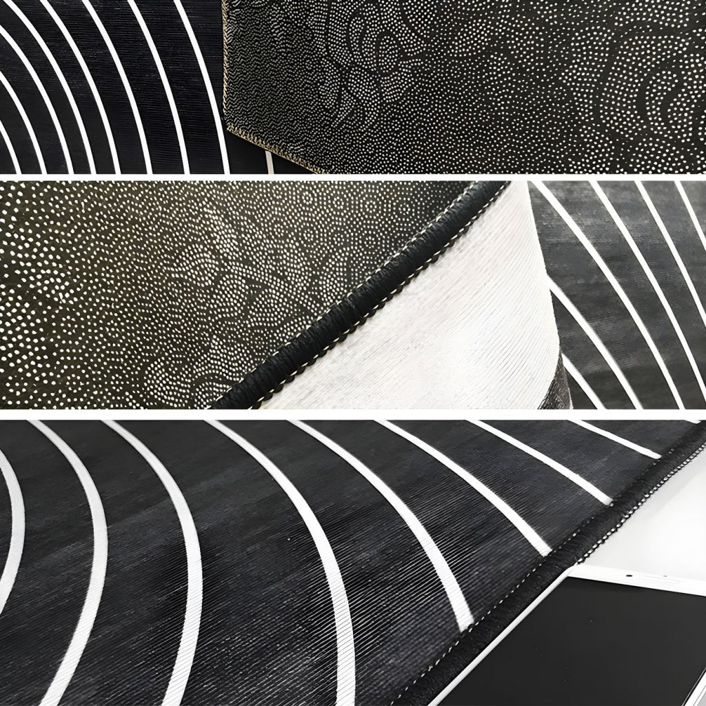 Round Geometric Design Modern Glam Polyester Rug | Mavrelo