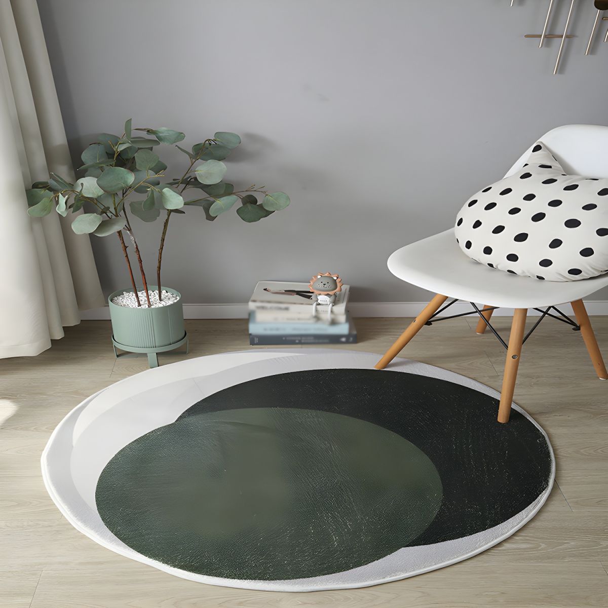 Round Polyester Anti Slip Rug with Circle Design | Norvelle