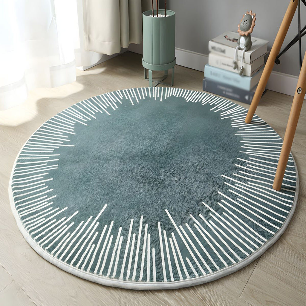 Round Polyester Rug with Geometric Anti Slip Design | Norvent