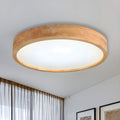 Round Wood LED Ceiling Light Flush Mount Nordic Style | Delune