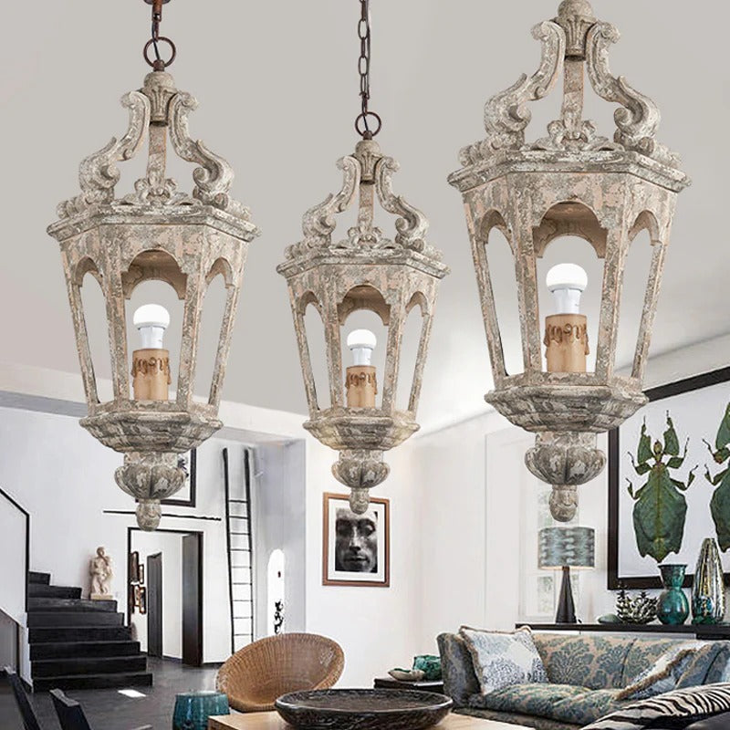 Rustic Distressed Wood Pendant Ceiling Light Hanging | Marora