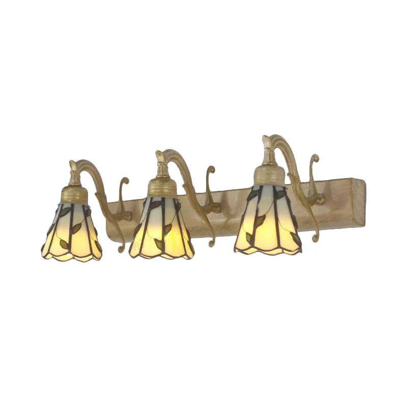 Rustic Stained Glass Leaf Vanity Wall Light Fixture | Luvida
