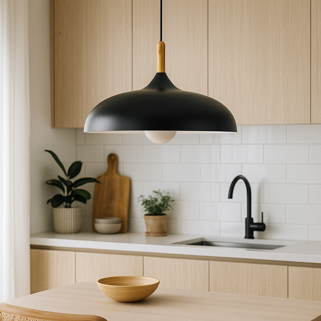 Scandinavian Oak Pendant Light Minimalist Metal Design | Zerova
