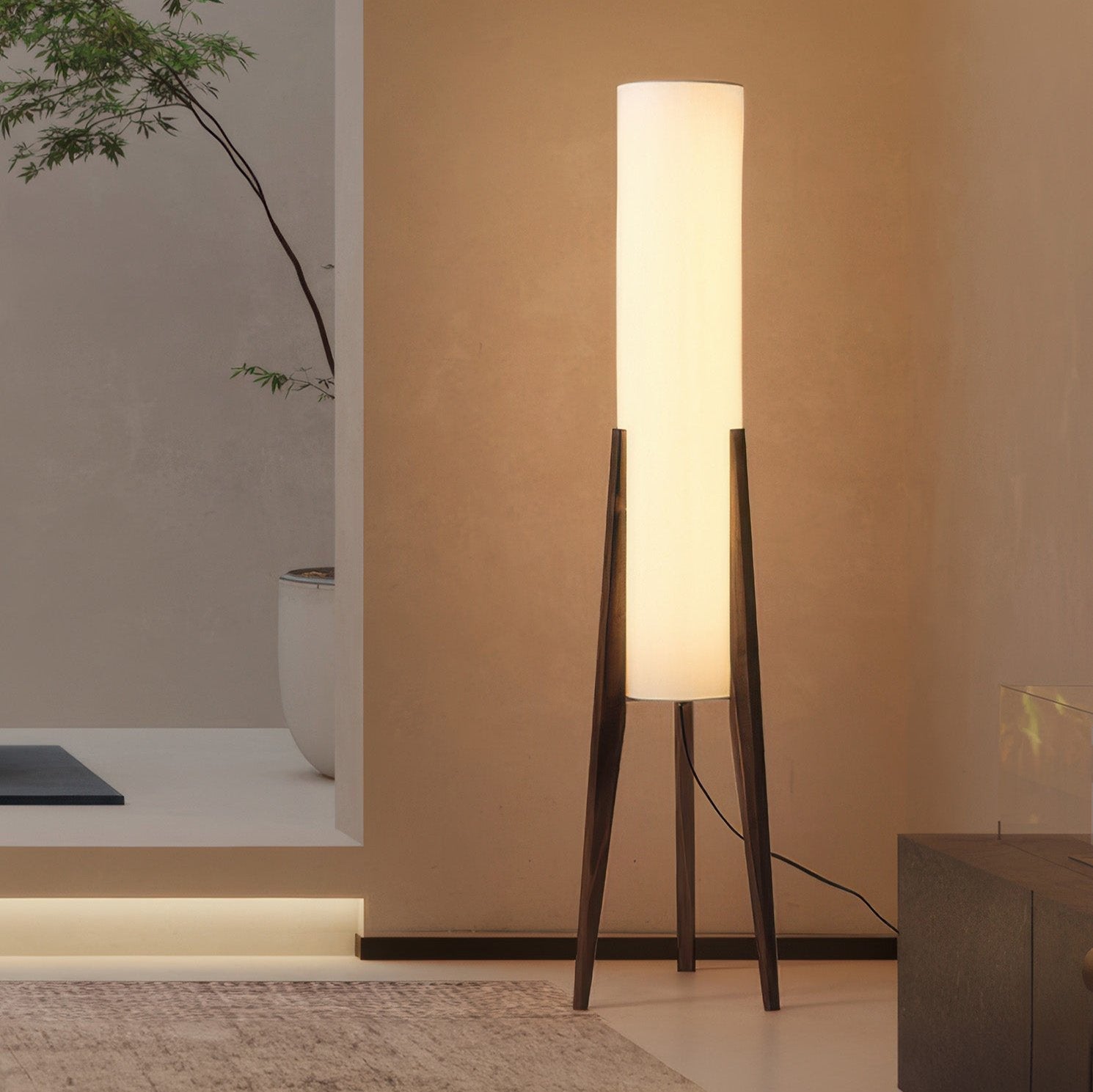 Scandinavian Walnut Wood Floor Lamp Modern Style | Corvexo