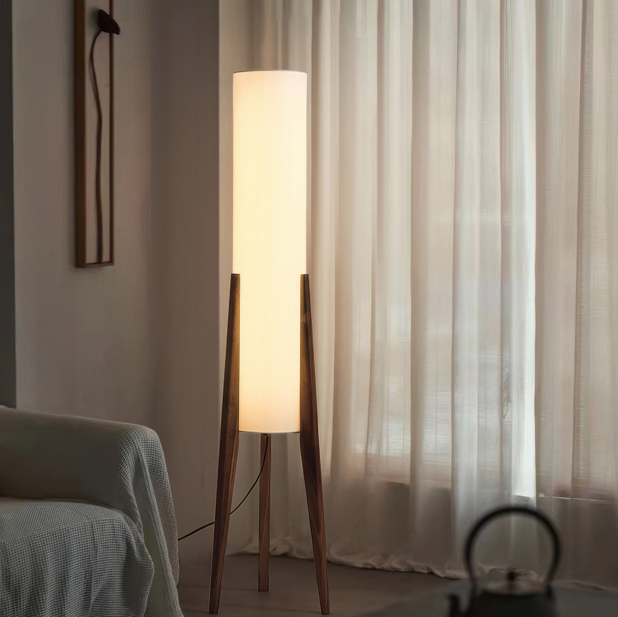 Scandinavian Walnut Wood Floor Lamp Modern Style | Corvexo