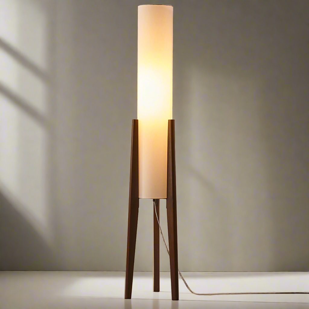 Scandinavian Walnut Wood Floor Lamp Modern Style | Corvexo