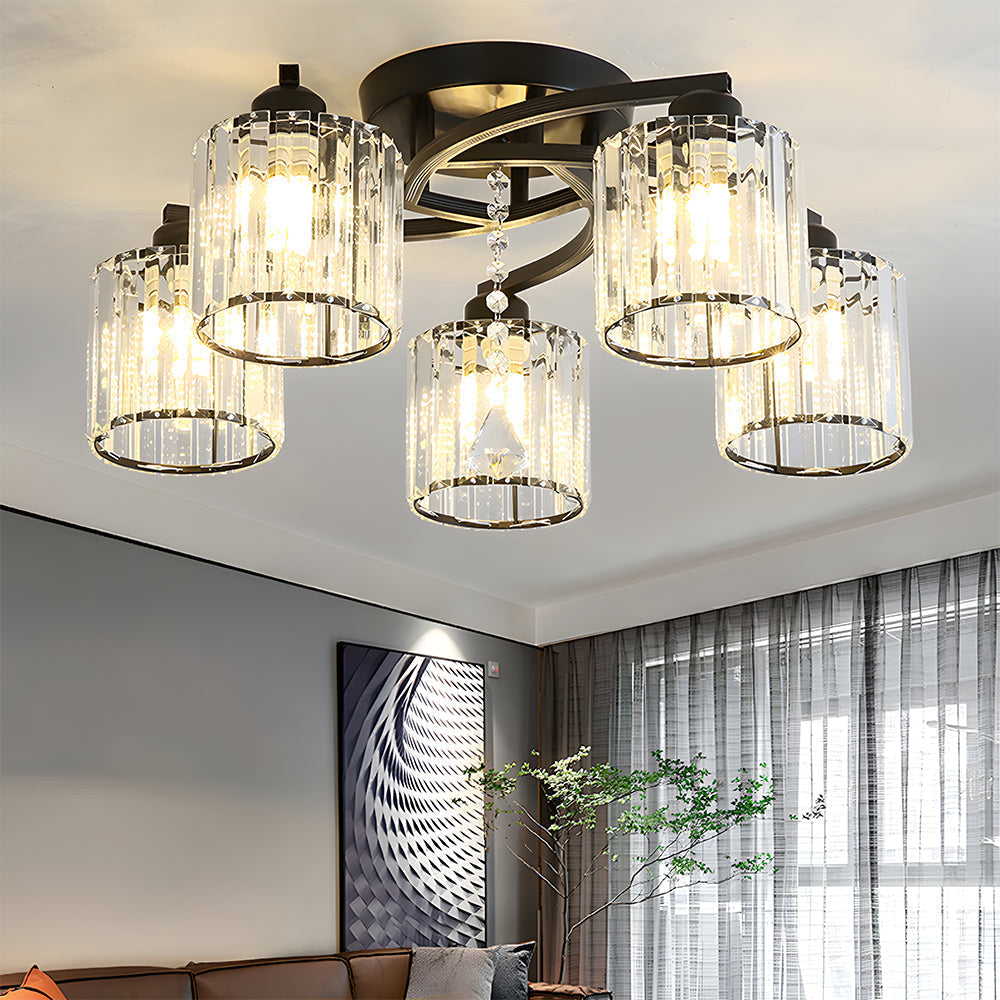 Semi Flush Crystal Ceiling Light for Home Lighting | Nordir