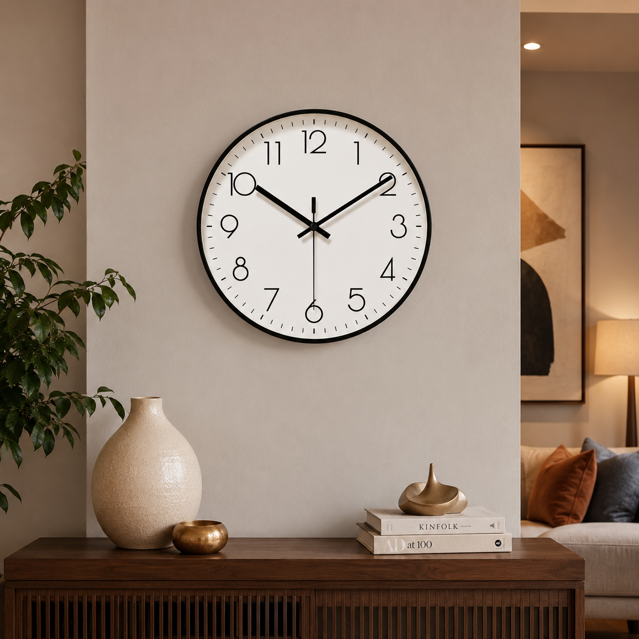 Silent Scandinavian Minimalist Wall Clock with ABS Frame | Chrona