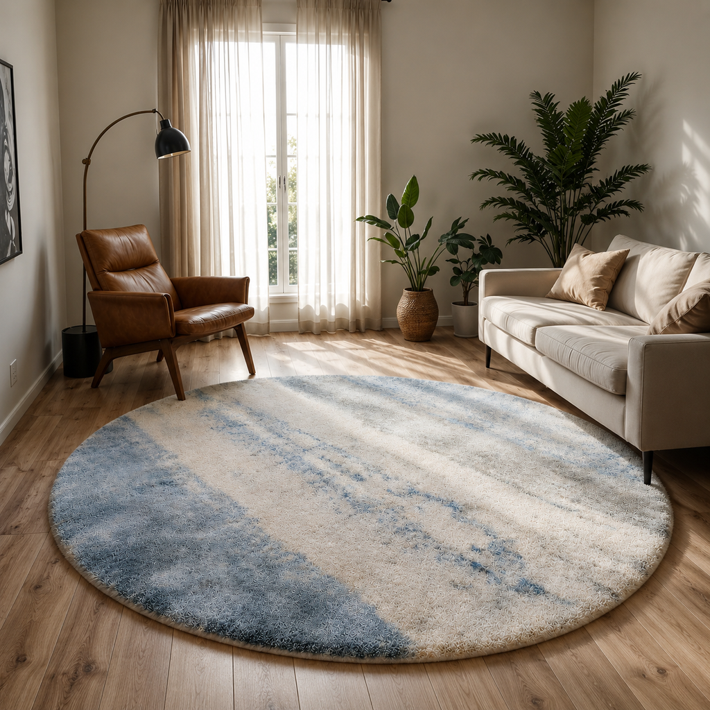 Soft Lambswool Round Rug Modern Nordic Abstract | Lavorne