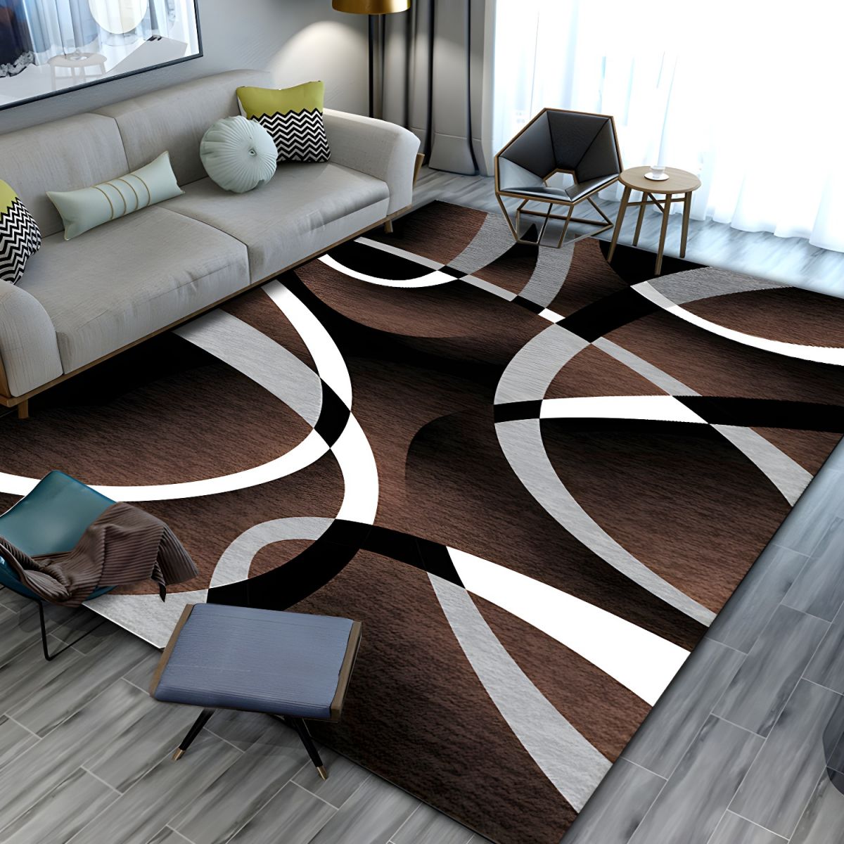 Soft Texture Minimalist Geometric Rectangular Rug | Tervelo