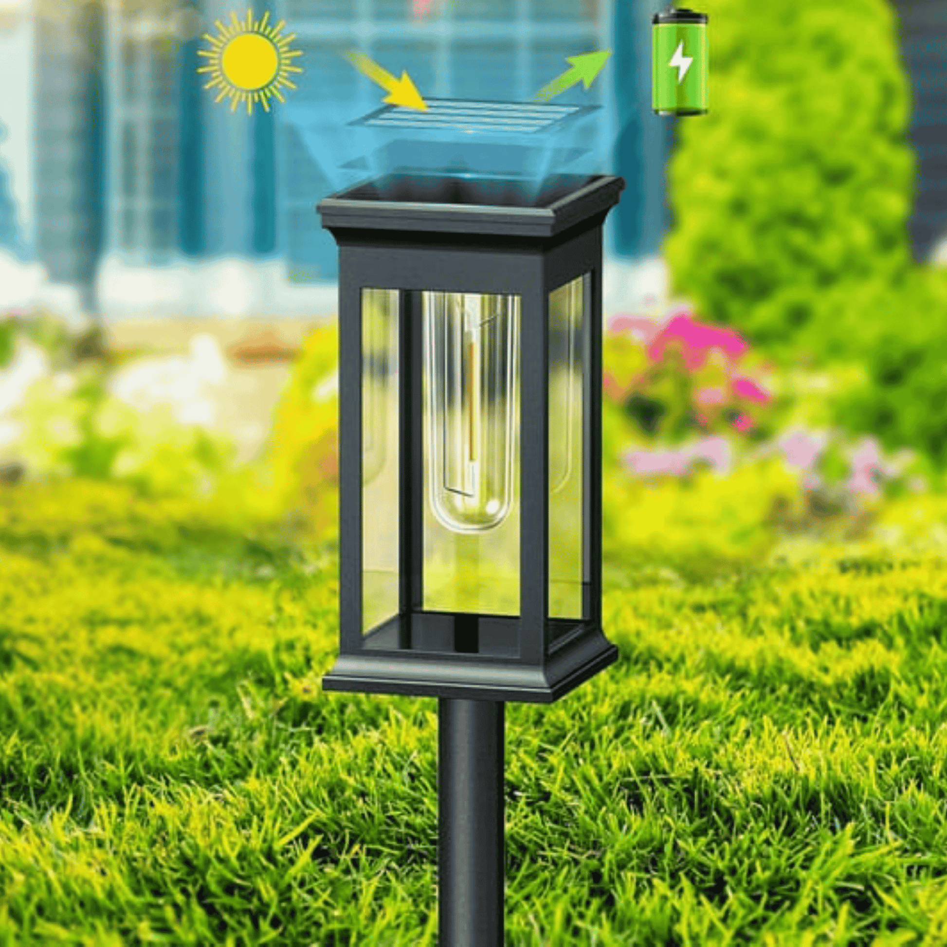 Solar LED Outdoor Path Lantern Light ABS Black | Orveta