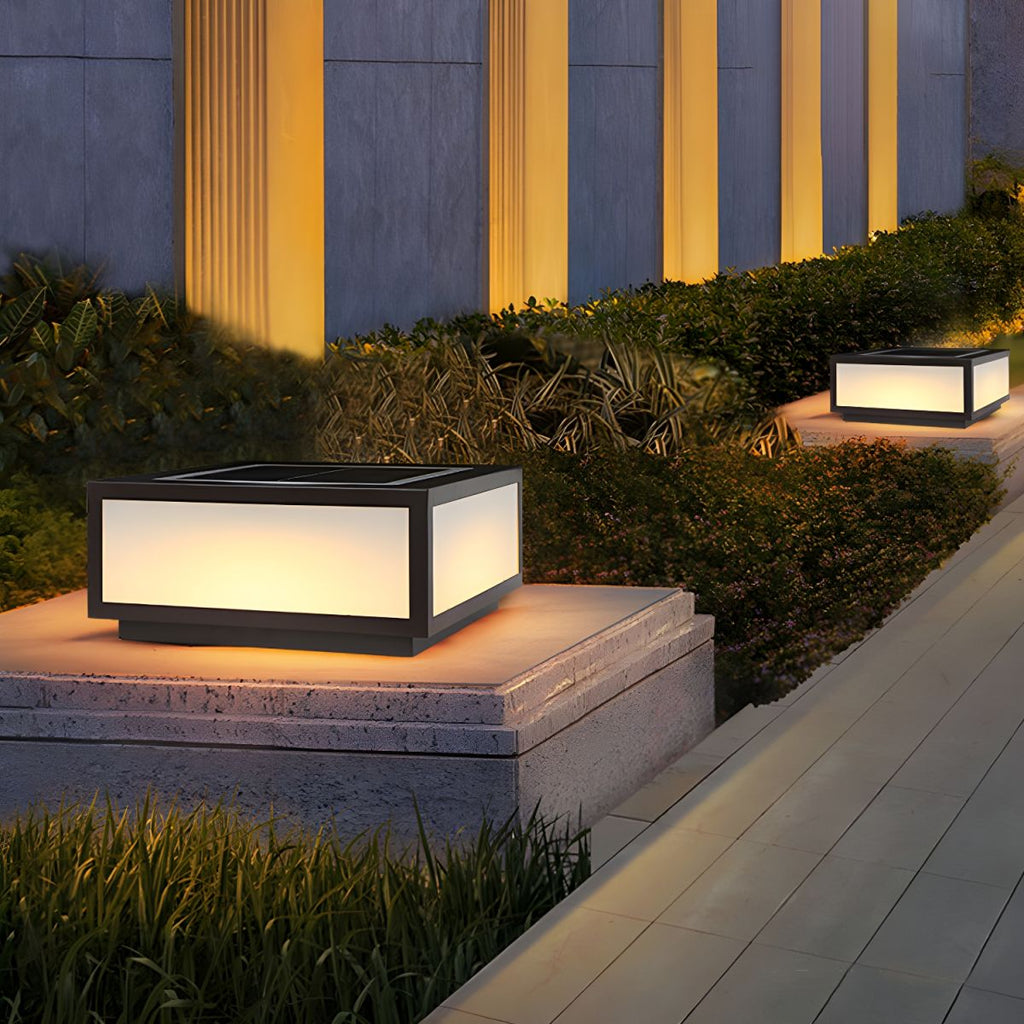 Solar LED Outdoor Pillar Light Black Acrylic Shade | Orlenae
