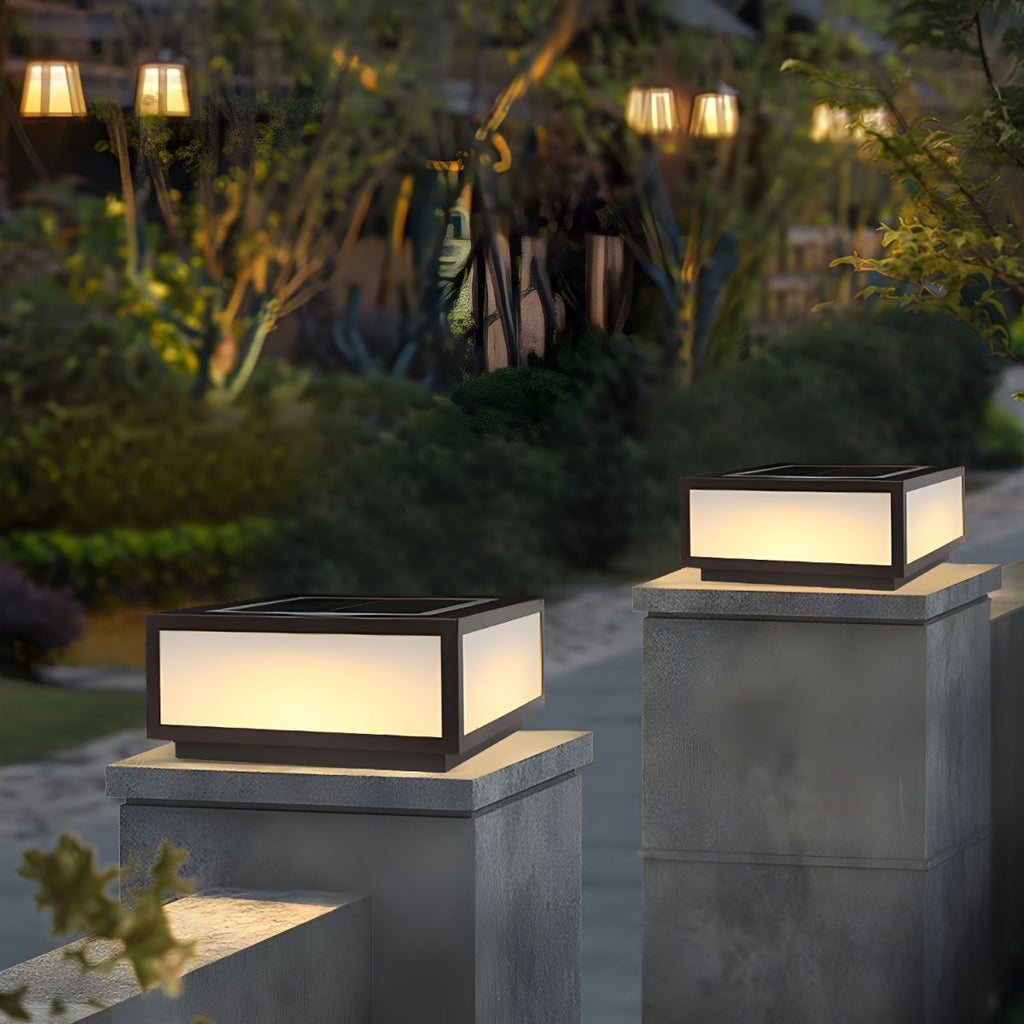 Solar LED Outdoor Pillar Light Black Acrylic Shade | Orlenae