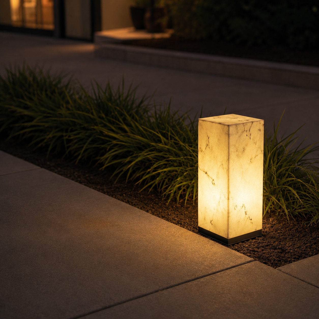 Solar Marble Cube Garden Outdoor Light Modern Design | Ilvenco