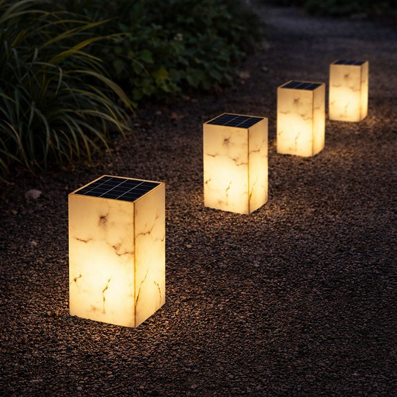 Solar Marble Cube Garden Outdoor Light Modern Design | Ilvenco