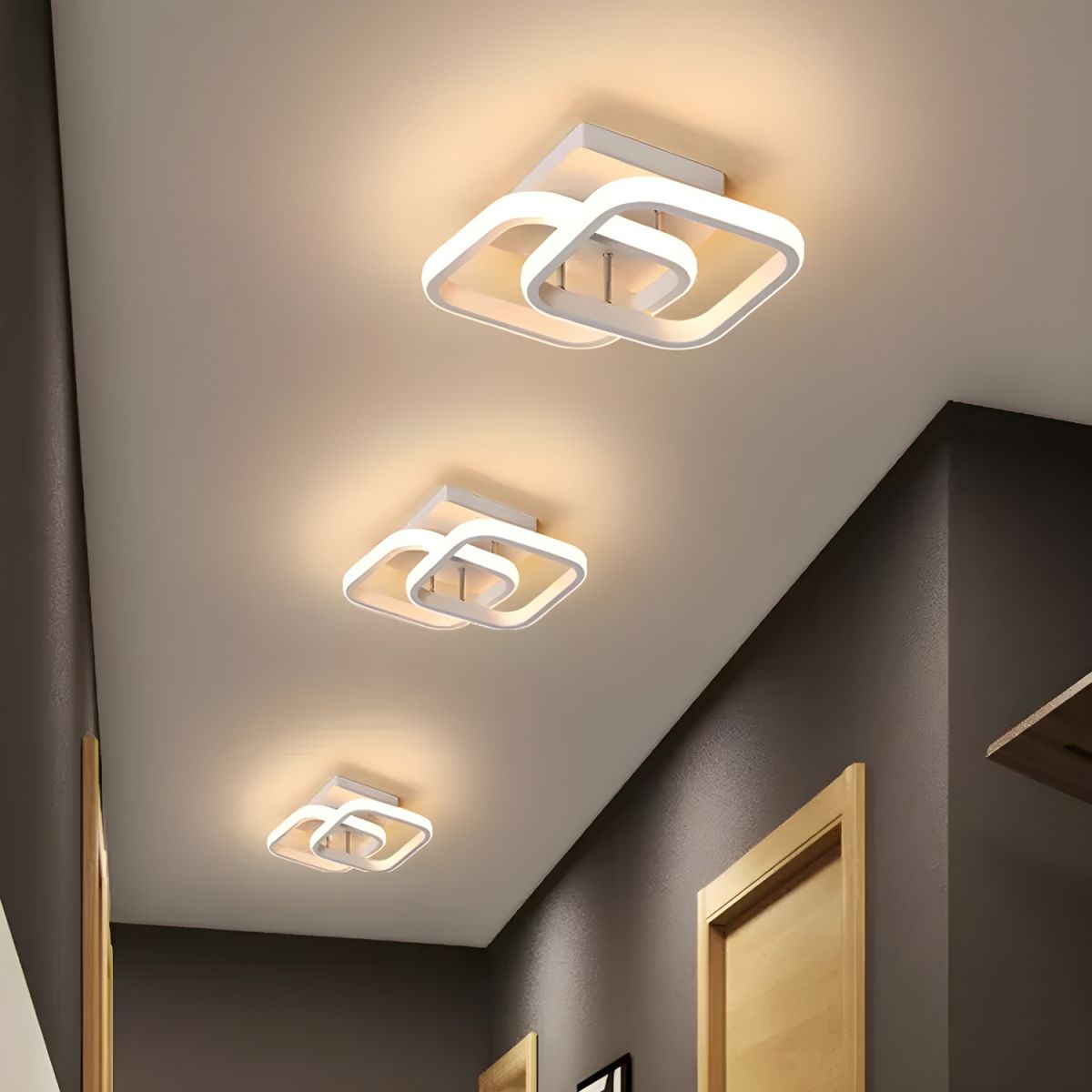 Square LED Ceiling Light in Black or White Metal | Livana