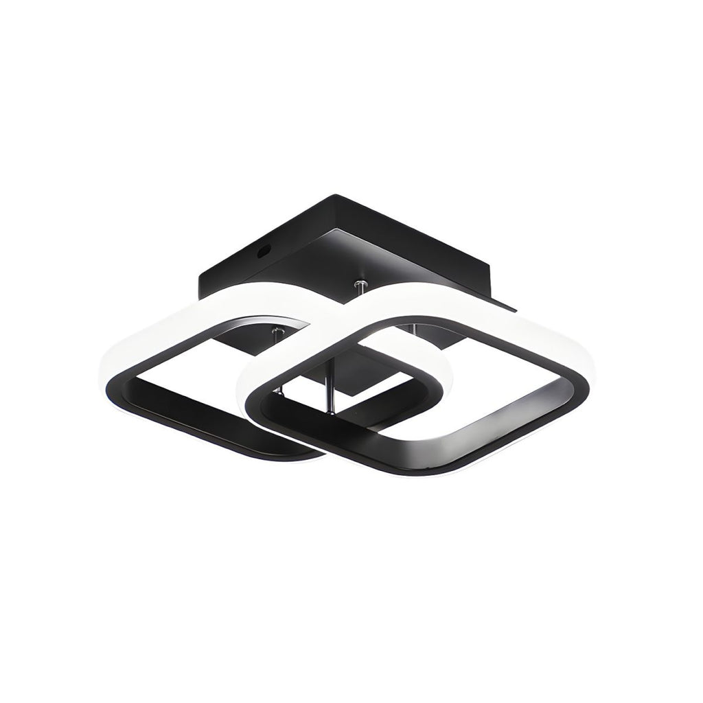 Square LED Ceiling Light in Black or White Metal | Livana