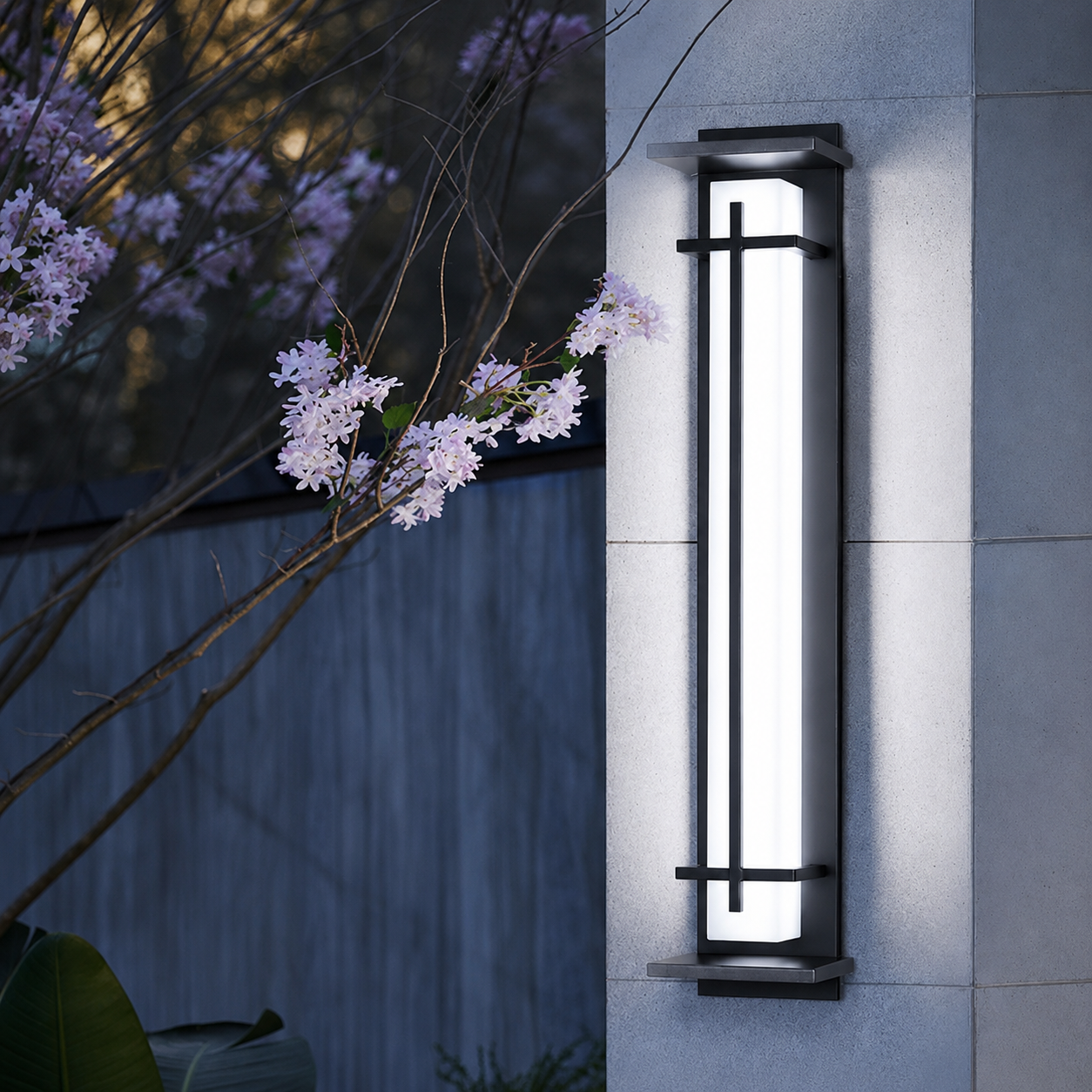 Stainless Steel Outdoor LED Wall Light Alabaster Finish | Ervona