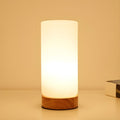 Table Lamp with Glass Cylinder Shade Wood Industrial | Calume
