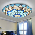 Tiffany Glass Flush Mount Ceiling Light in Blue | Avenar