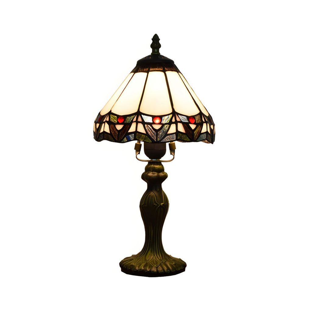 Tiffany Style Table Lamp with Conical Stained Glass Shade | Kalvino