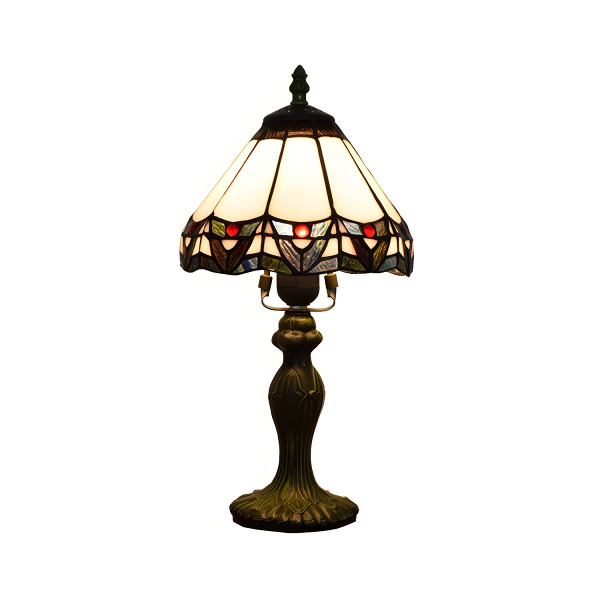 Tiffany Style Table Lamp with Conical Stained Glass Shade | Kalvino
