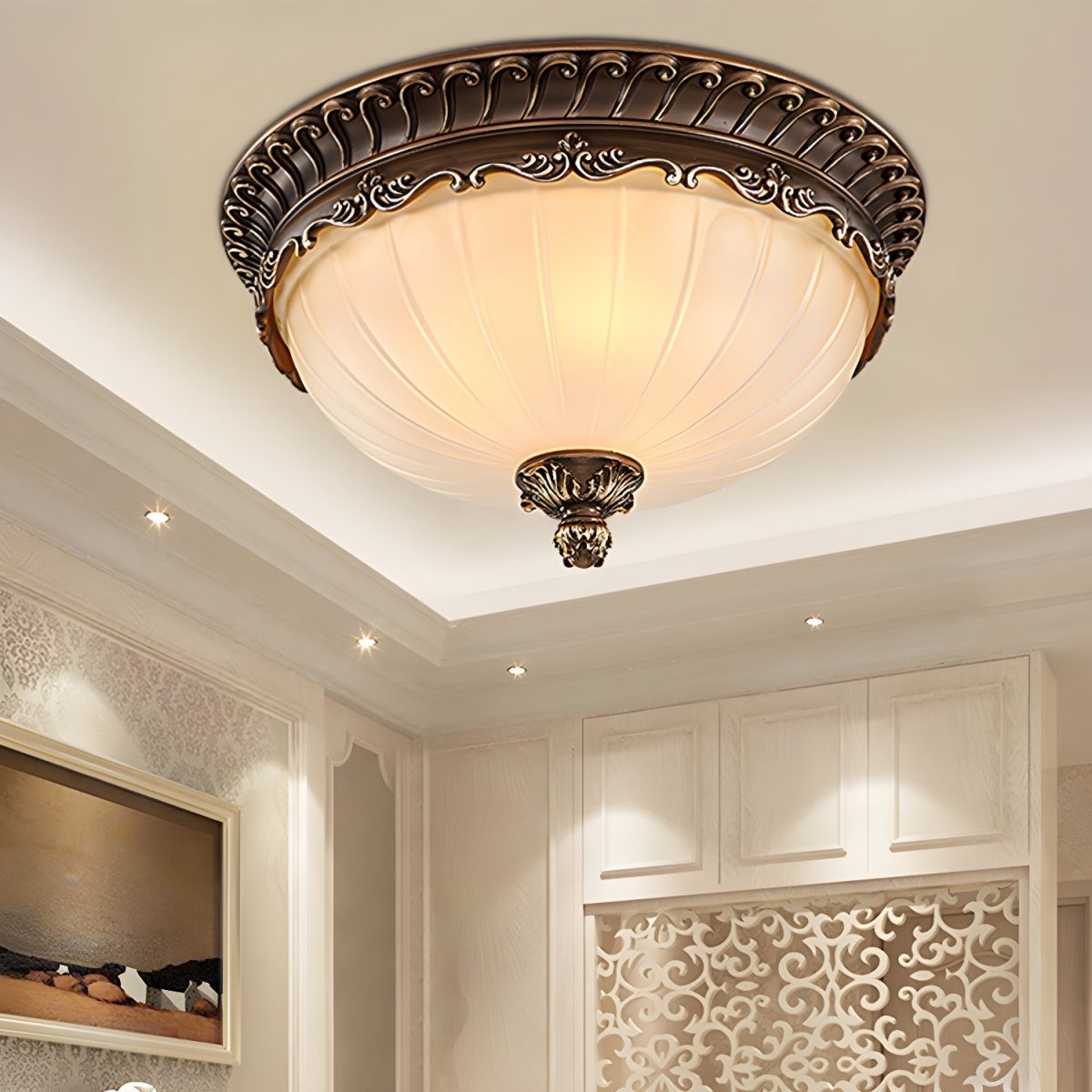 Traditional Frosted Glass Ceiling Light Fixture | Lumirel