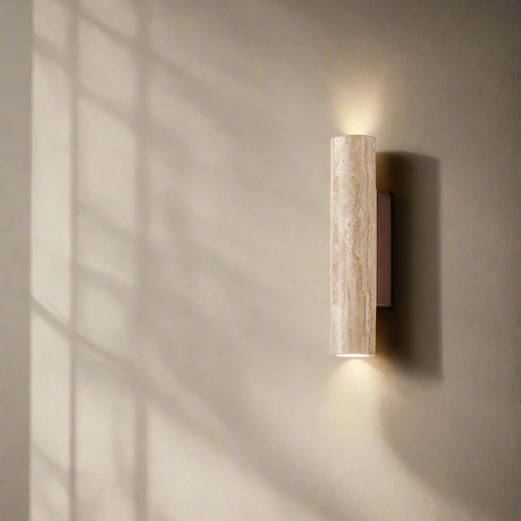 Travertine Stone Japandi Minimalist Style Wall Light | Gelvira