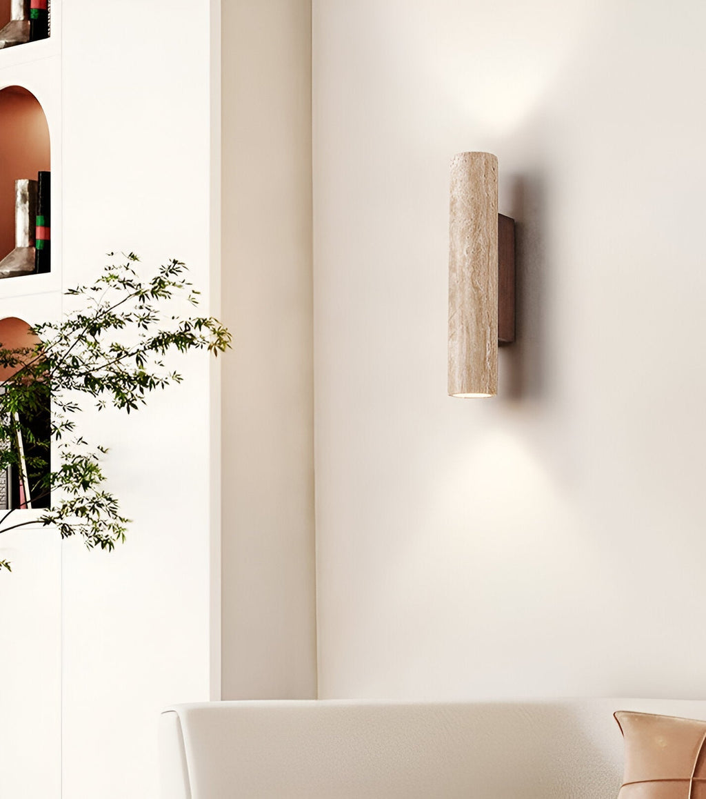 Travertine Stone Japandi Minimalist Style Wall Light | Gelvira