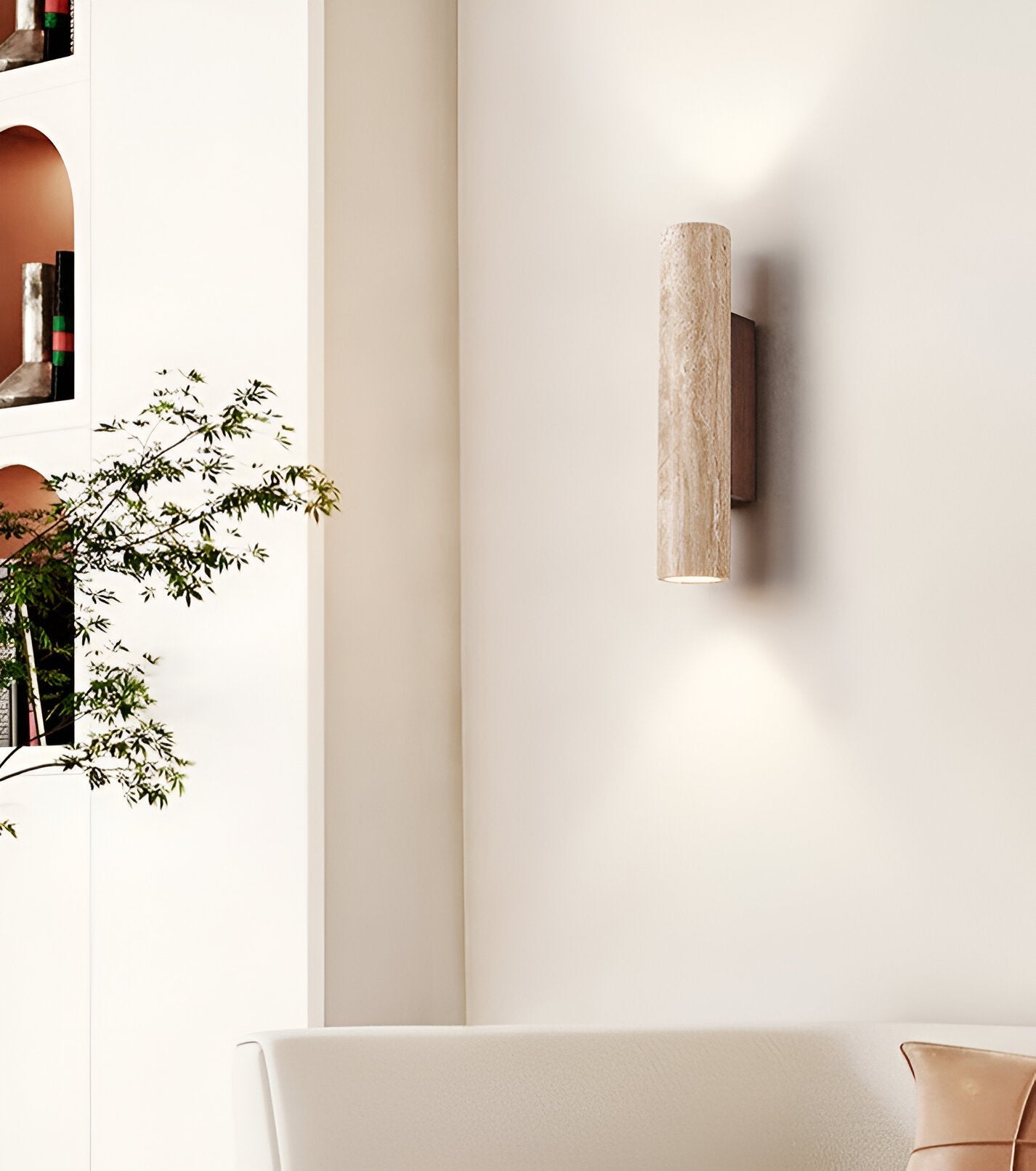Travertine Stone Japandi Minimalist Style Wall Light | Gelvira
