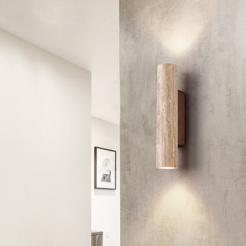 Travertine Stone Japandi Minimalist Style Wall Light | Gelvira