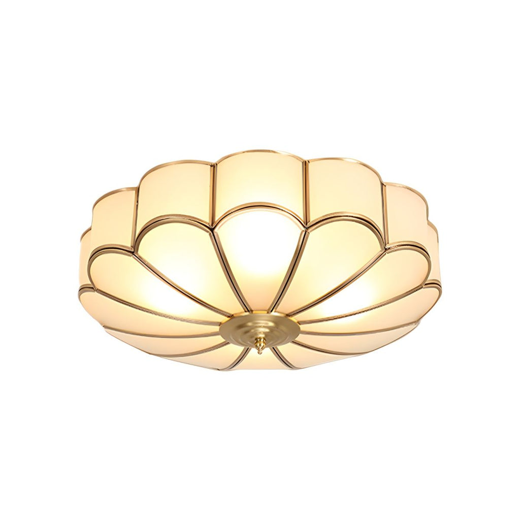 Vintage Brass Frosted Glass Flush Ceiling Light | Vireve