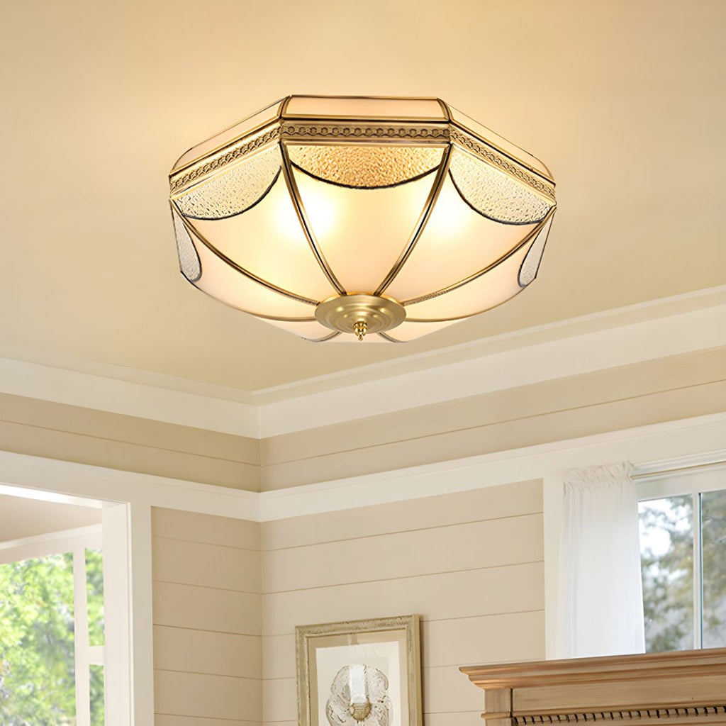 Vintage Colonial Style Flush Ceiling Light Glass Brass | Arlisse
