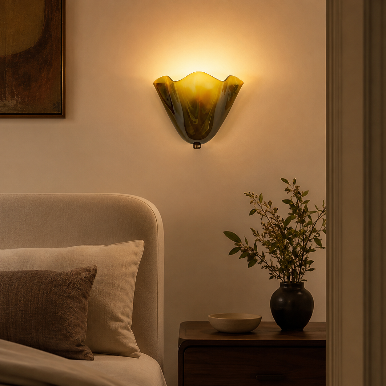 Vintage Coloured Glass Wall Sconce Light Fixture | Glasica